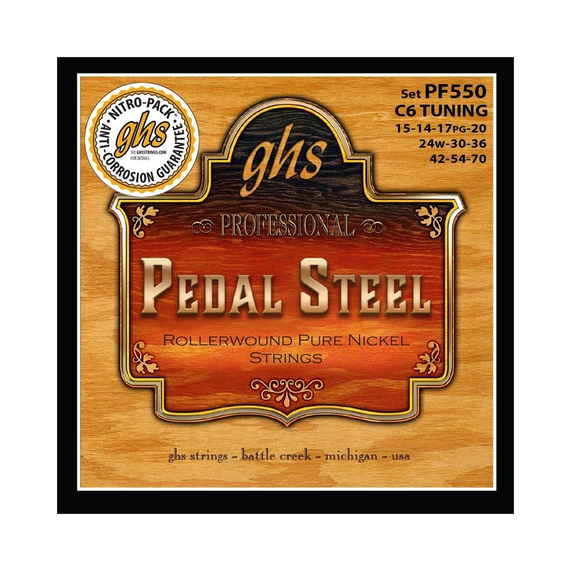 GHS PF550 Pure Nickel C6th Tuning Electric Pedal Steel Semi-Flat Guitar Strings