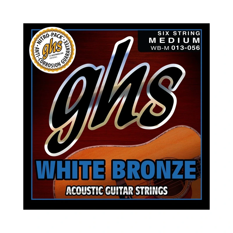GHS WB-M White Bronze Medium Gauge Acoustic/Electric Guitar Strings