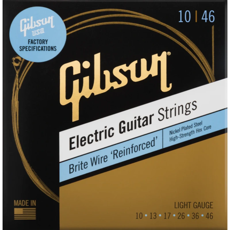 GIBSON ACCESSORIES BRITE WIRE 'REINFORCED' ELECTRIC GUITAR STRINGS - .010-.046 LIGHT (SEG-BWR10)