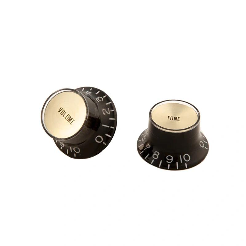 GIBSON ACCESSORIES TOP HAT KNOBS, 4PCS - BLACK W/ GOLD METAL INSERT (PRMK-020)