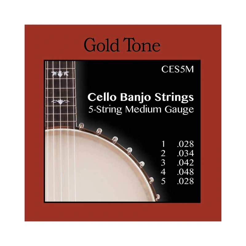 Gold Tone CES5M Medium 5-String Cello Banjo Strings, G Tuning