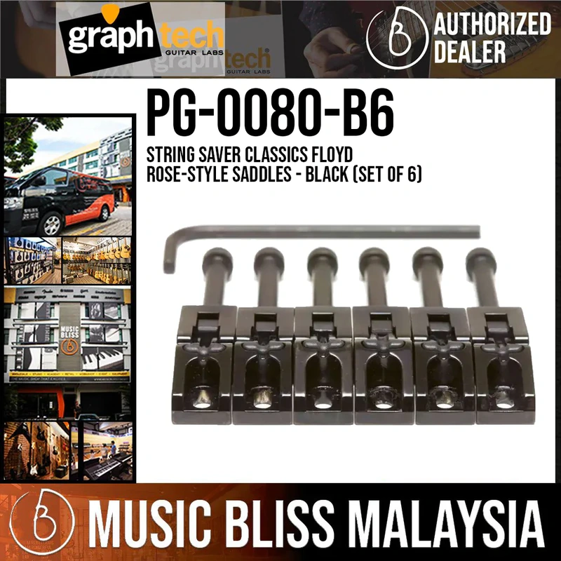Graph Tech PG-0080-B6 String Saver Classics Floyd Rose-Style Saddles - Black (set of 6)