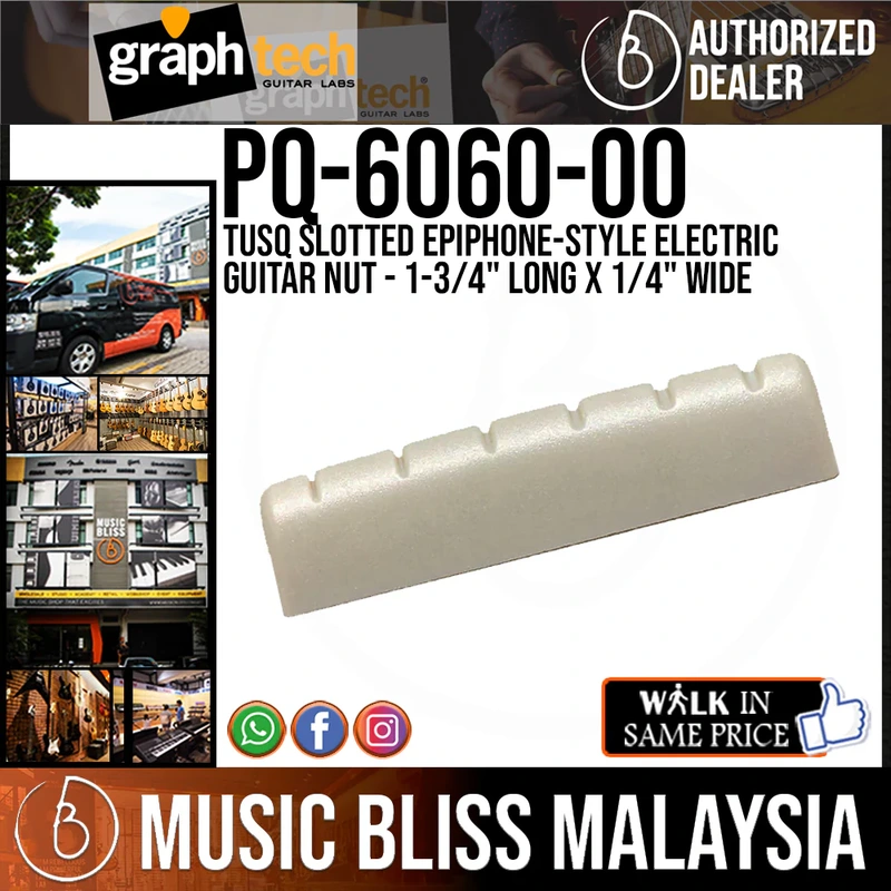 Graph Tech PQ-6060-00 TUSQ Slotted Epiphone-Style Electric Guitar Nut - 1-3/4" Long x 1/4" Wide