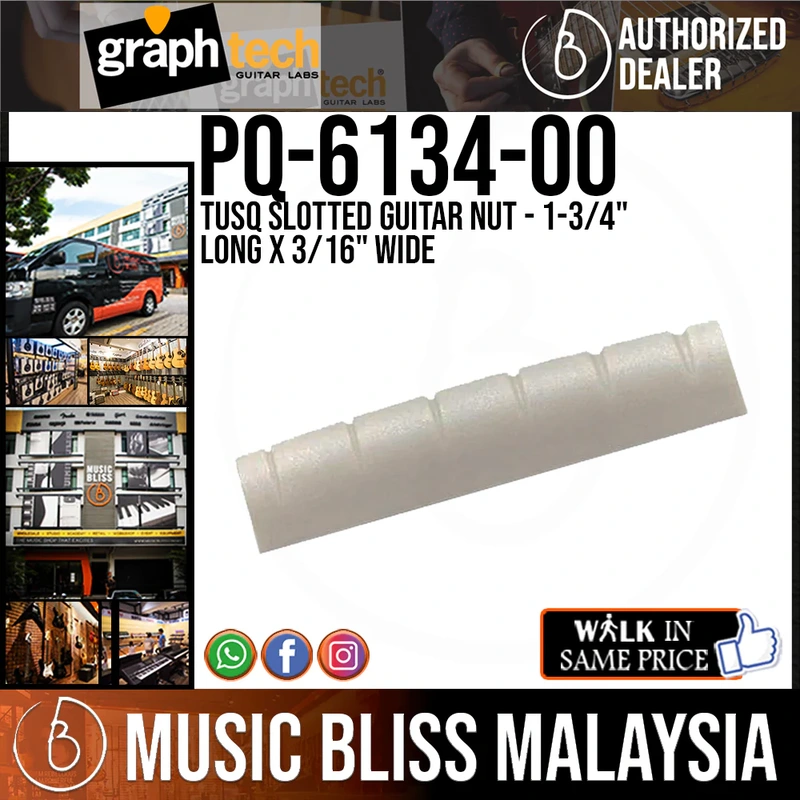 Graph Tech PQ-6134-00 TUSQ Slotted Guitar Nut - 1-3/4" Long x 3/16" Wide
