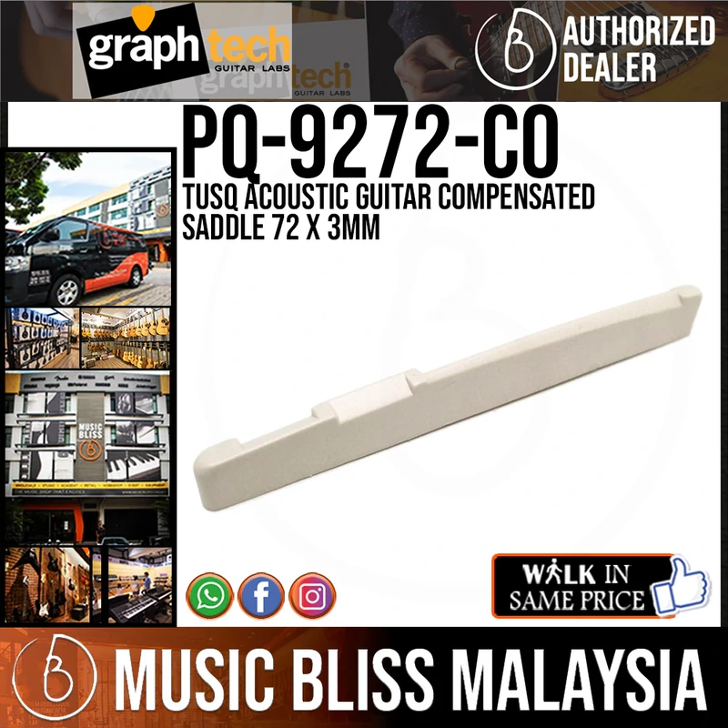 Graph Tech PQ-9272-C0 TUSQ Acoustic Guitar Compensated Saddle 72 x 3mm