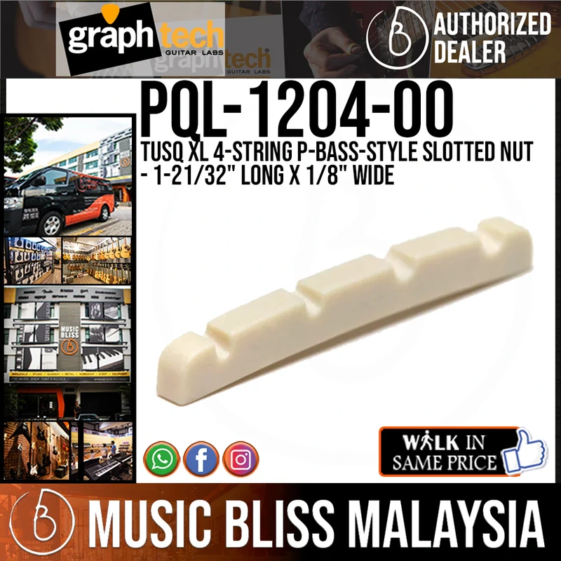 Graph Tech PQL-1204-00 TUSQ XL 4-String P-Bass-style Slotted Nut - 1-21/32" Long x 1/8" Wide