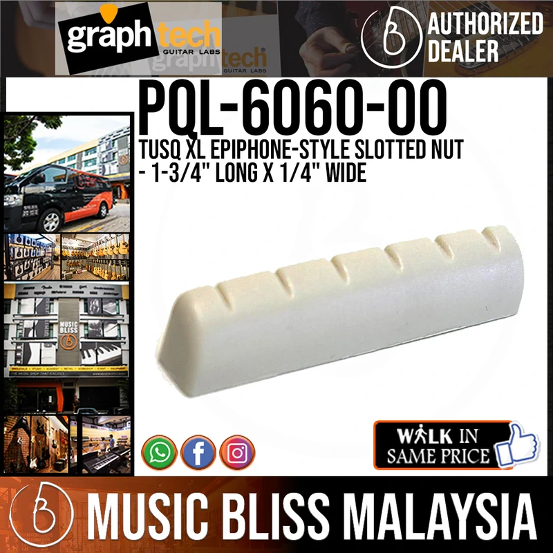 Graph Tech PQL-6060-00 TUSQ XL Epiphone-style Slotted Nut 1-3/4" Long x 1/4" Wide