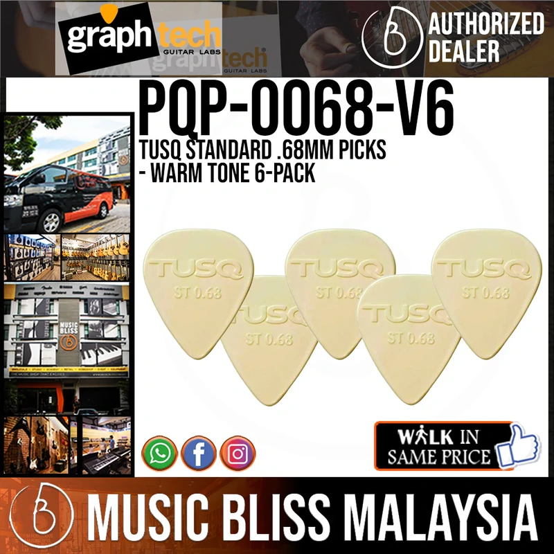 Graph Tech PQP-0068-V6 TUSQ Standard .68mm Picks - Warm Tone 6-pack
