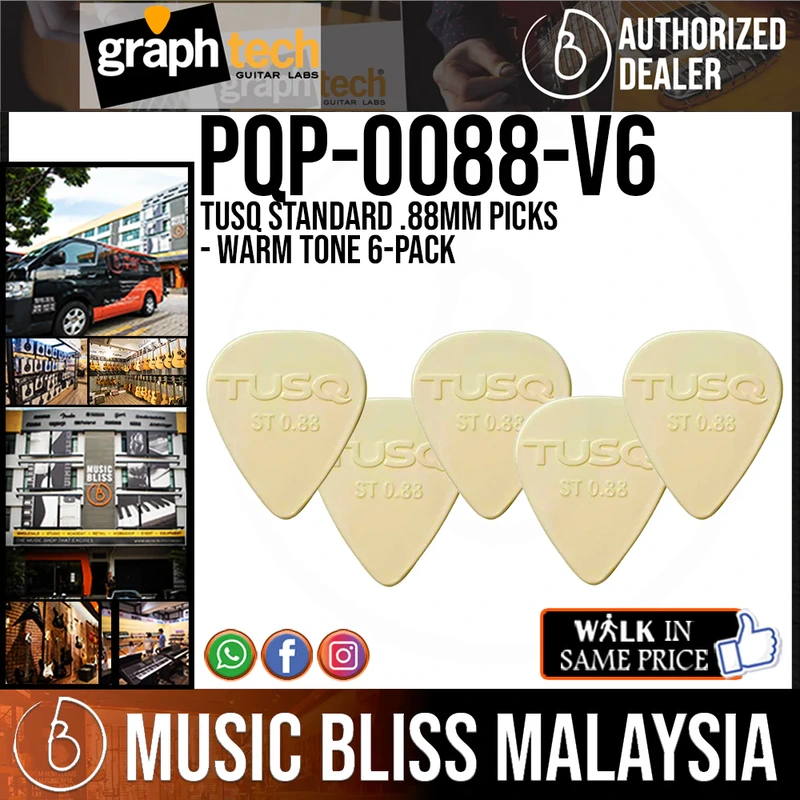 Graph Tech PQP-0088-V6 TUSQ Standard .88mm Picks - Warm Tone 6-pack