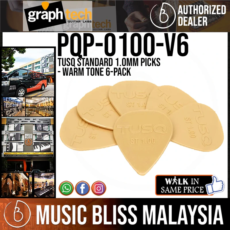 Graph Tech PQP-0100-V6 TUSQ Standard 1.0mm Picks - Warm Tone 6-pack