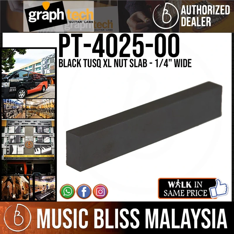 Graph Tech PT-4025-00 Black TUSQ XL Nut Slab - 1/4" Wide