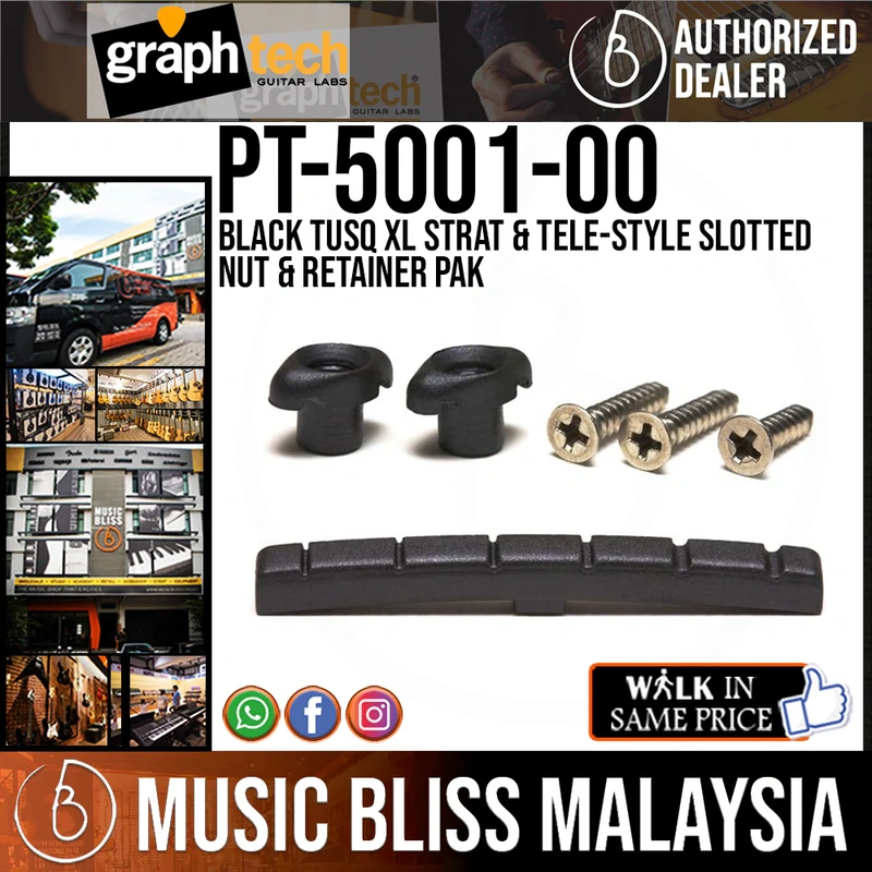 Graph Tech PT-5001-00 Black TUSQ XL Strat & Tele-Style Slotted Nut & Retainer Pak