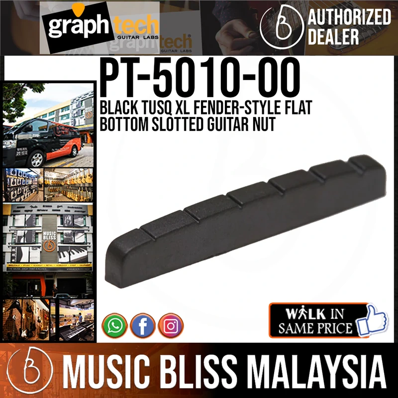 Graph Tech PT-5010-00 Black TUSQ XL Fender-style Flat Bottom Slotted Guitar Nut