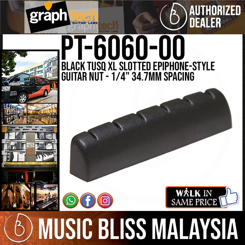 Graph Tech PT-6060-00 Black TUSQ XL Slotted Epiphone-style Guitar Nut - 1/4" 34.7mm Spacing