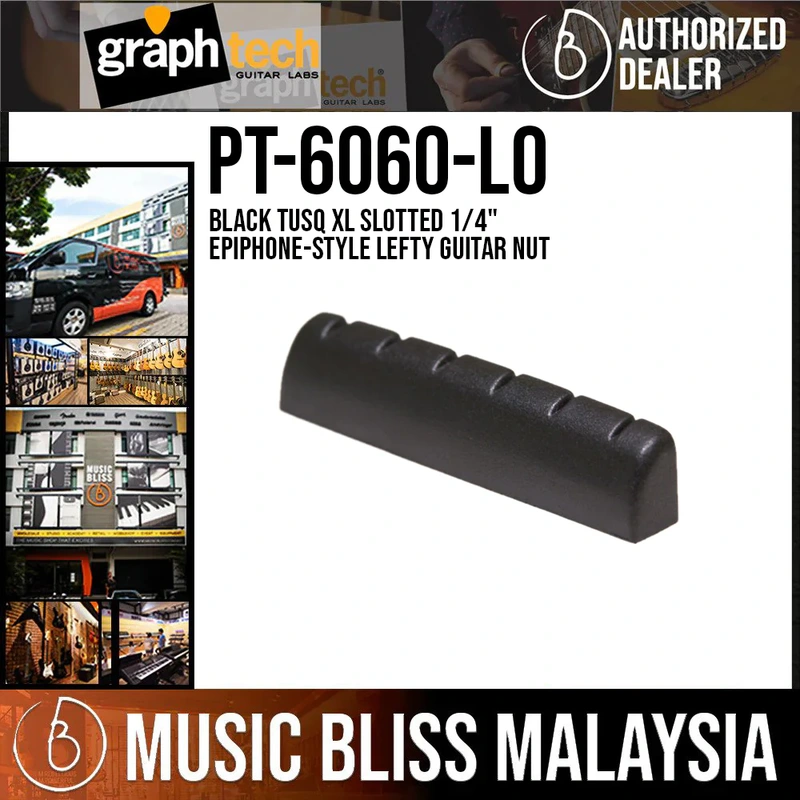 Graph Tech PT-6060-L0 Black TUSQ XL Slotted 1/4" Epiphone-style Lefty Guitar Nut