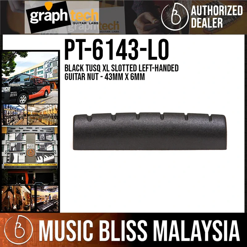 Graph Tech PT-6143-L0 Black TUSQ XL Slotted Left-handed Guitar Nut - 43mm x 6mm