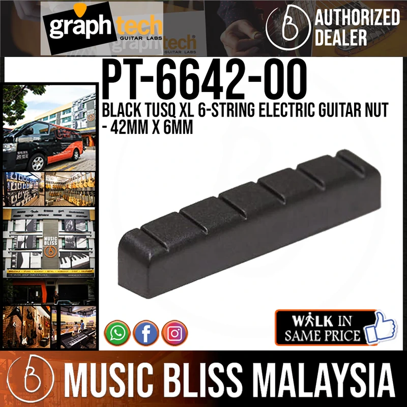 Graph Tech PT-6642-00 Black TUSQ XL 6-string Electric Guitar Nut - 42mm x 6mm