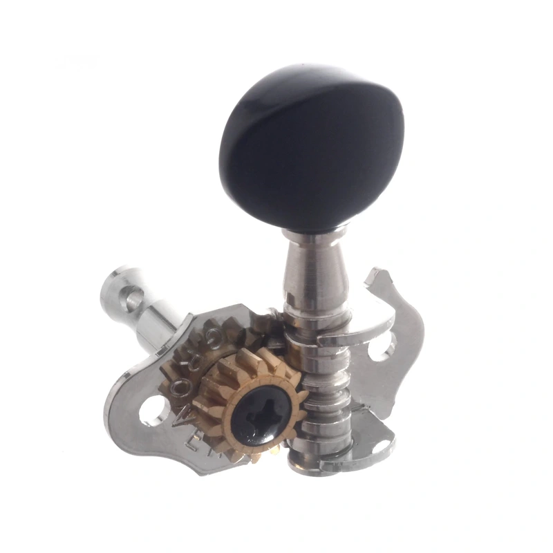 Grover Sta-Tite Geared Ukulele Tuners, Nickel Finish with Black Buttons