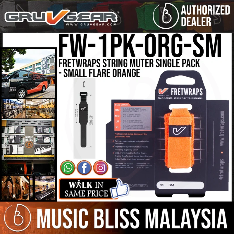 Gruv Gear FretWraps HD 'Flare' String Muter Single Pack - Small Orange