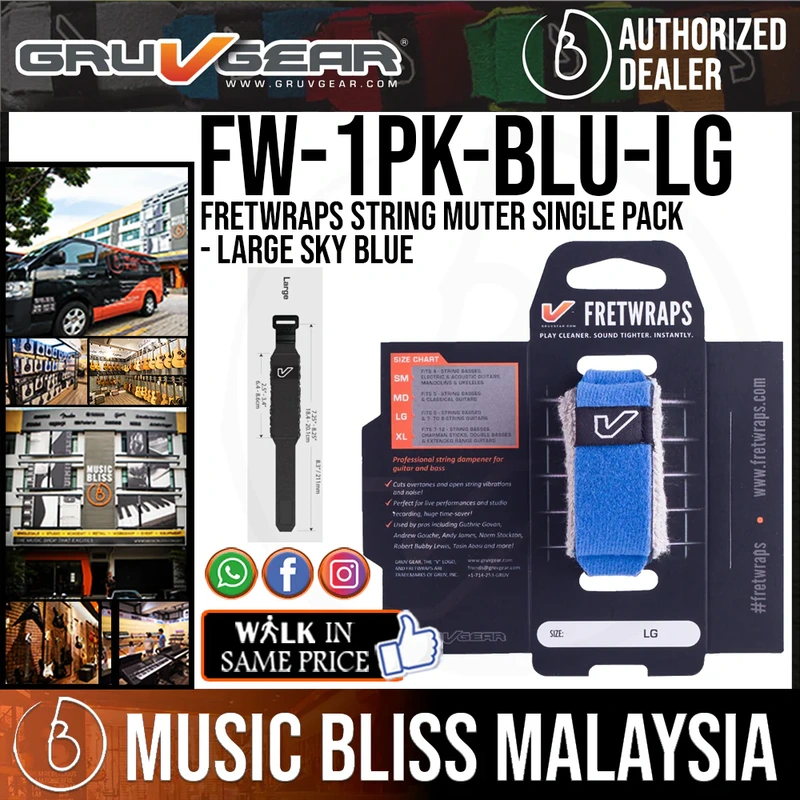 Gruv Gear FretWraps HD 'Sky' String Muter Single Pack - Large Blue