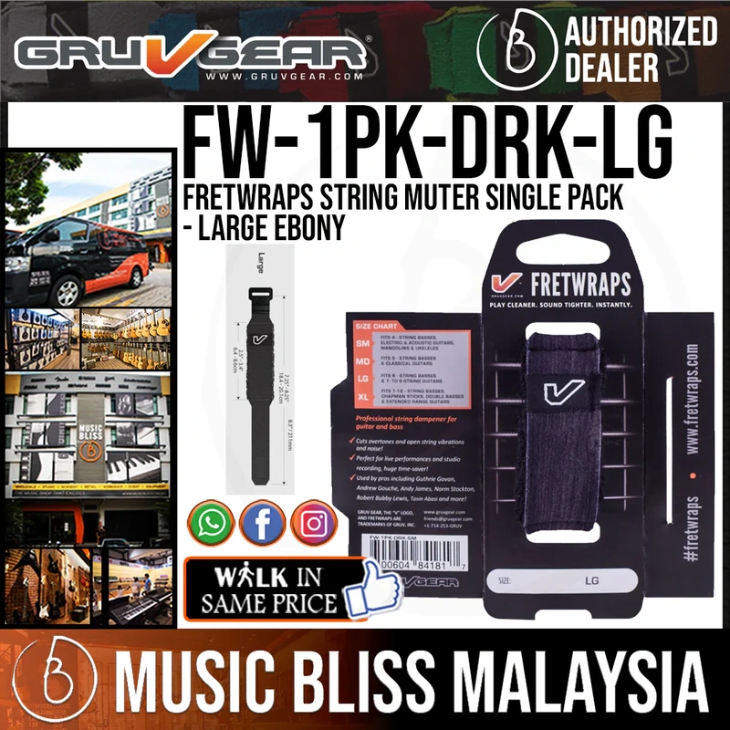 Gruv Gear FretWraps Wood 'Ebony' String Muter Single Pack - Large