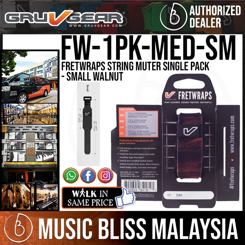 Gruv Gear FretWraps Wood 'Walnut' String Muter Single Pack - Small