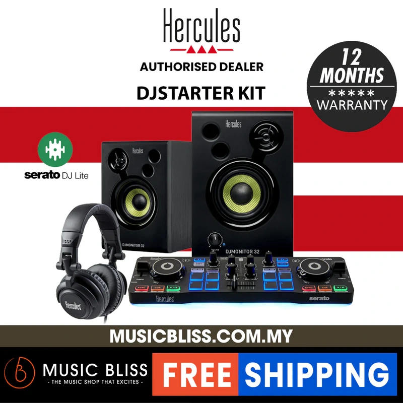 Hercules DJ Control Starter Kit for beginners with Hercules Starlight Controller, Hercules 32 Speakers & HDP DJ M 40.2 Headphones