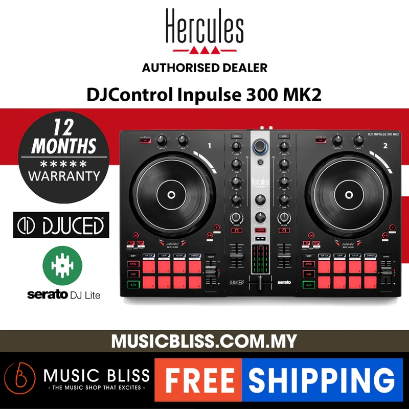 Hercules DJ DJControl Inpulse 300 mk2 2-channel DJ Controller | 2-channel DJ Controller with FX, Full DJ Software DJUCED & Serato DJ Lite Included