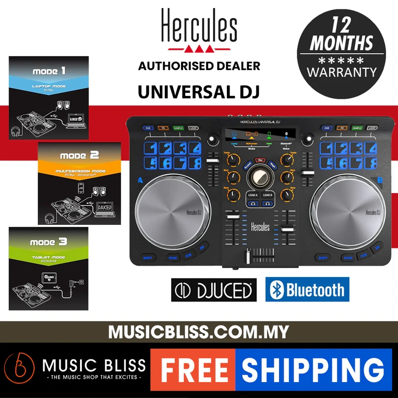 Hercules DJ Universal DJ Compact Controller with Bluetooth & DJUCED Master App Included