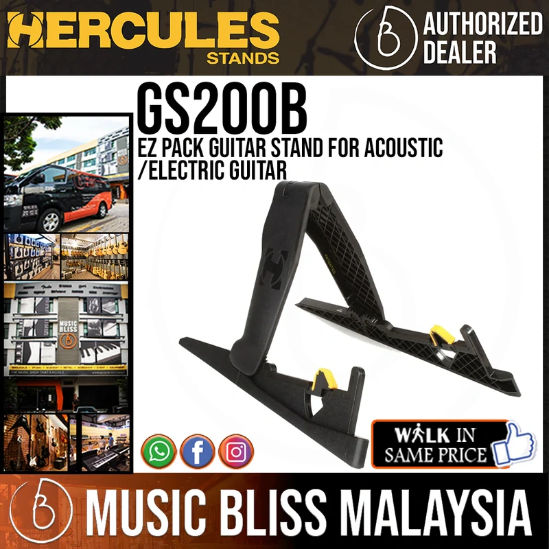 Hercules GS200B EZ Pack Guitar Stand for Acoustic/Electric Guitar
