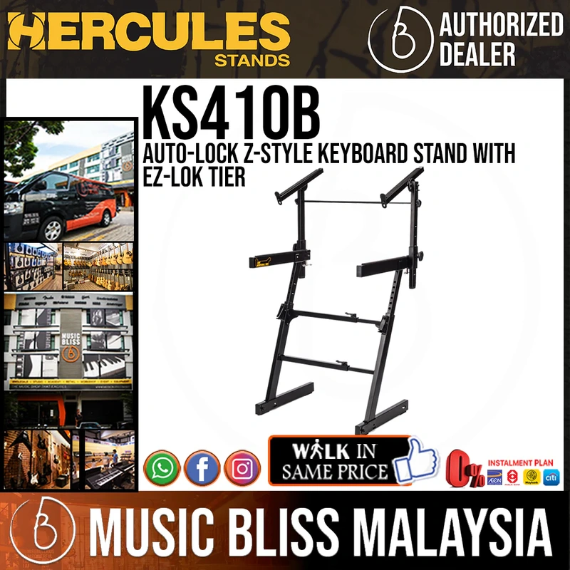 Hercules KS410B Auto-Lock Z-Style Keyboard Stand with EZ-Lok Tier
