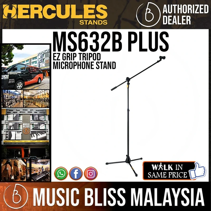 Hercules MS632B PLUS Tripod Microphone Boom Stand
