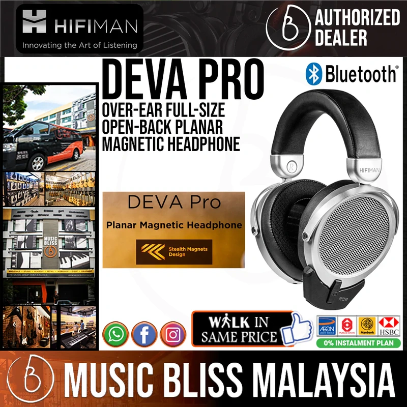 HIFIMAN Deva-Pro Over-Ear Full-Size Open-Back Planar Magnetic Headphone with Bluetooth Receiver