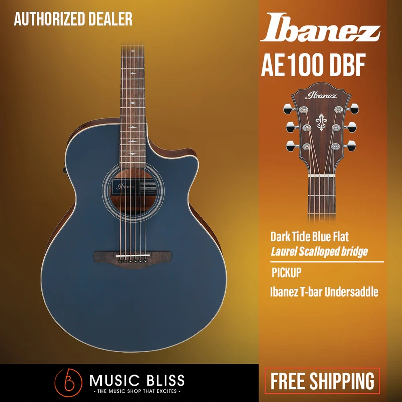 Ibanez AE100 Acoustic-Electric Guitar - Dark Tide Blue Flat