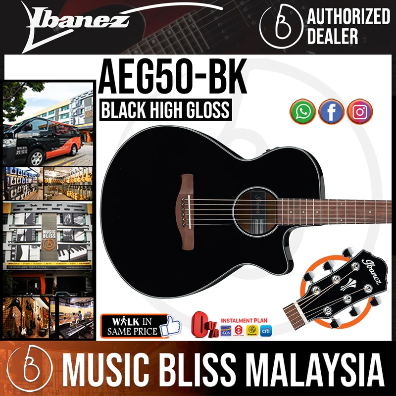 Ibanez AEG50 Acoustic-Electric Guitar - Black High Gloss