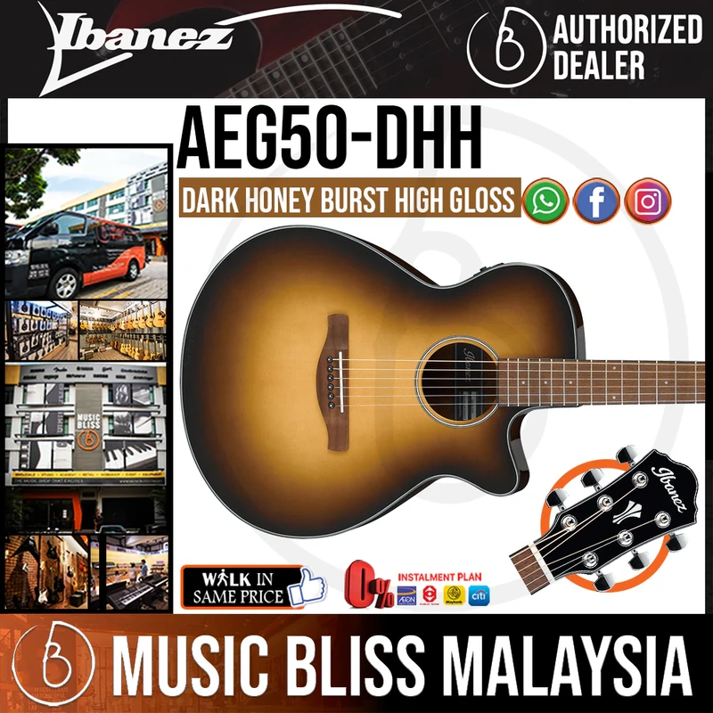 Ibanez AEG50 Acoustic-Electric Guitar - Dark Honey Burst High Gloss