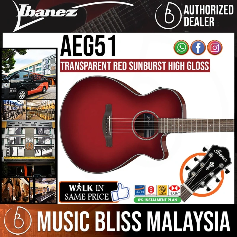 Ibanez AEG51 Acoustic-Electric Guitar - Transparent Red Sunburst High Gloss