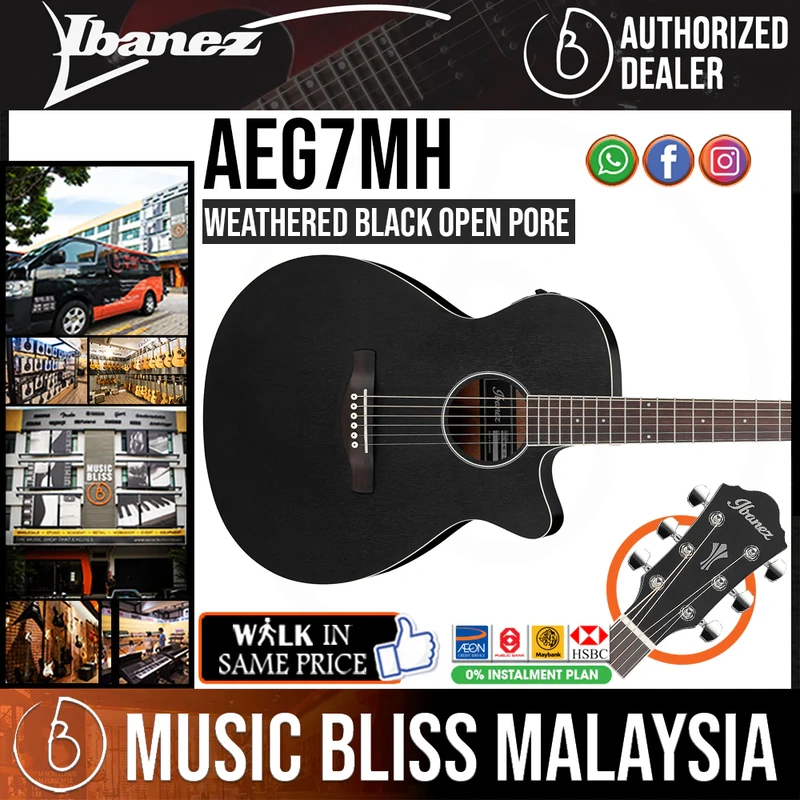 Ibanez AEG7MH Acoustic-Electric Guitar - Weathered Black