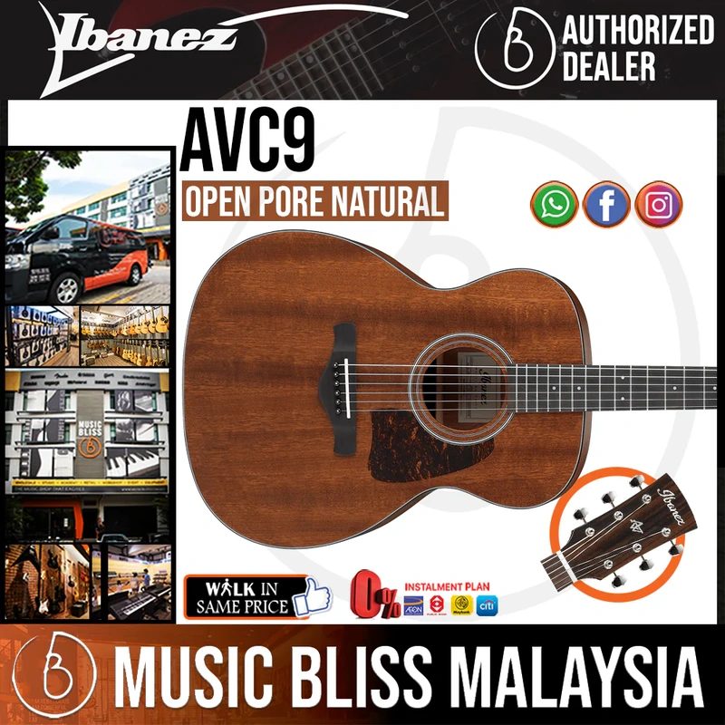 Ibanez AVC9 Artwood Vintage Thermo Aged Acoustic Guitar - Open Pore Natural