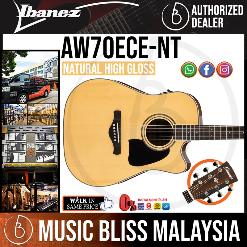 Ibanez AW70ECE Acoustic-Electric Guitar - Natural High Gloss