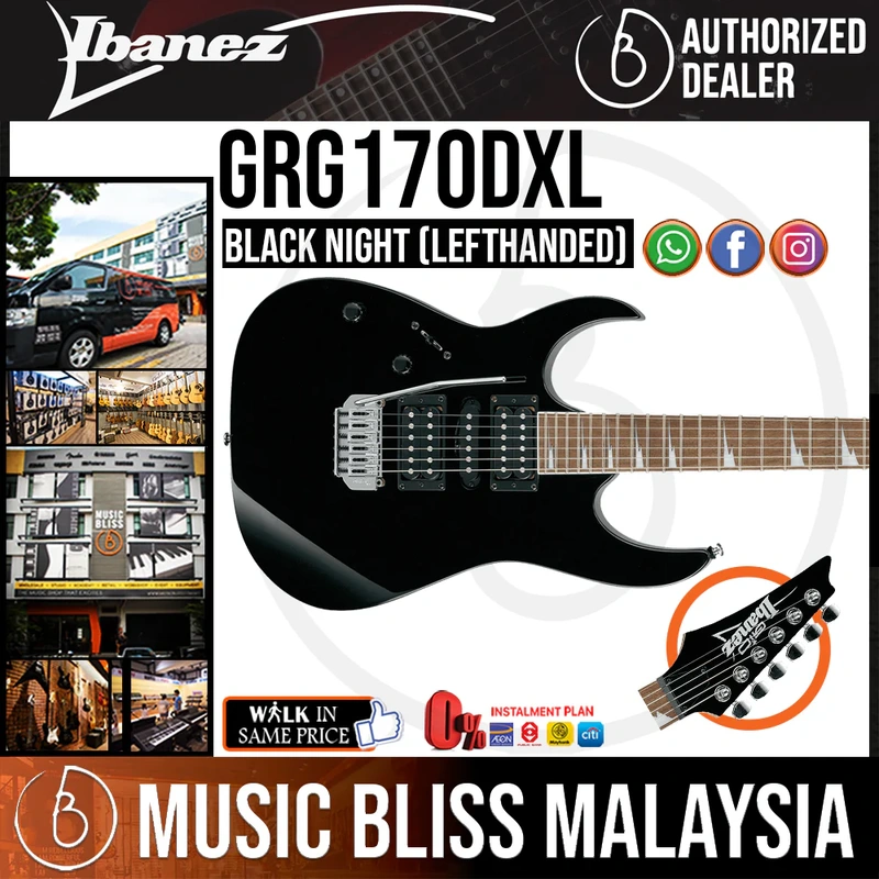 Ibanez GIO GRG170DXL Left-Handed Electric Guitar - Black Night