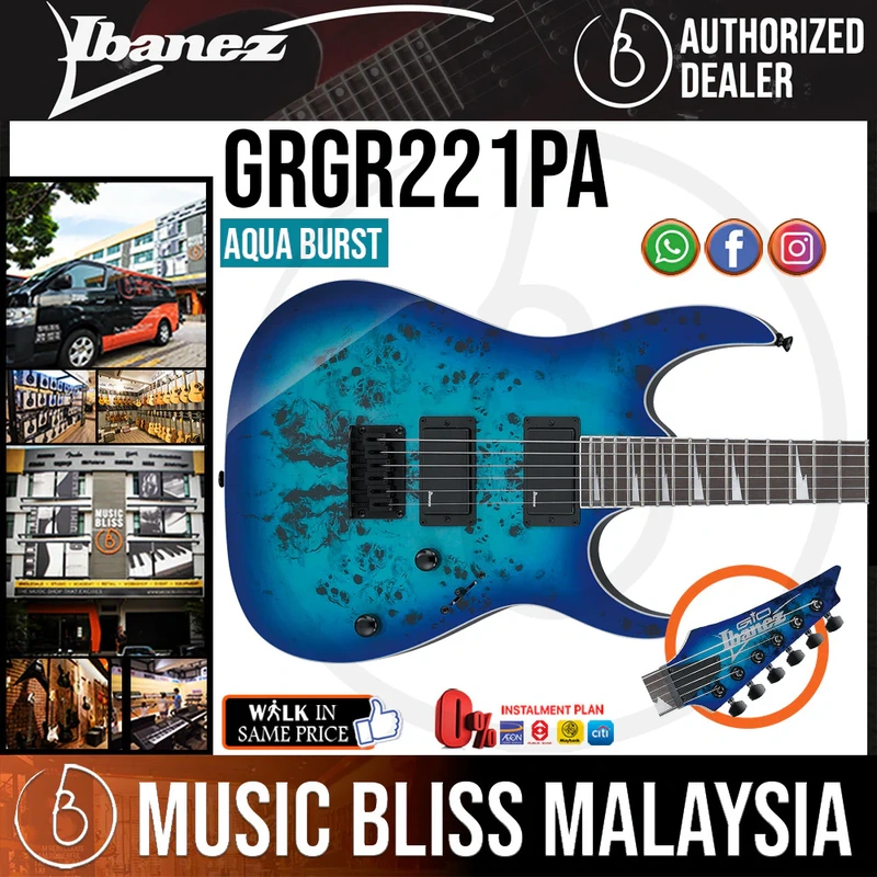 Ibanez Gio GRGR221PA Electric Guitar - Aqua Burst