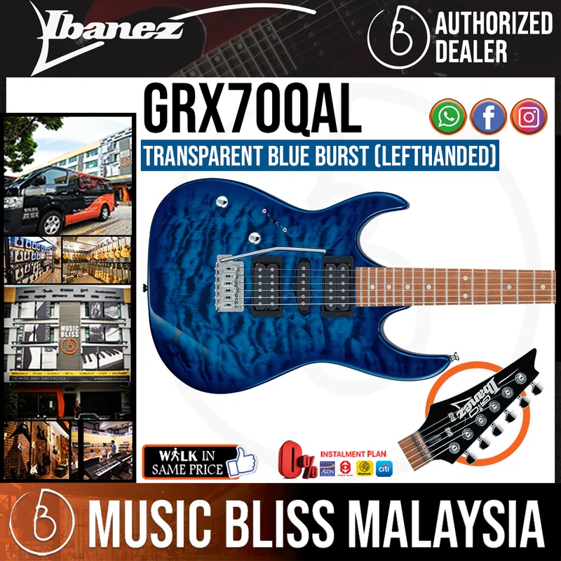 Ibanez Gio GRX70QAL Left-handed Electric Guitar - Transparent Blue Burst