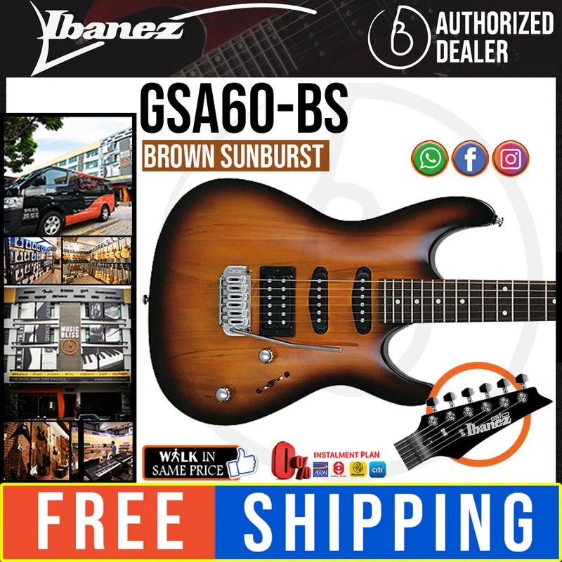 Ibanez GIO GSA60 Electric Guitar - Brown Sunburst
