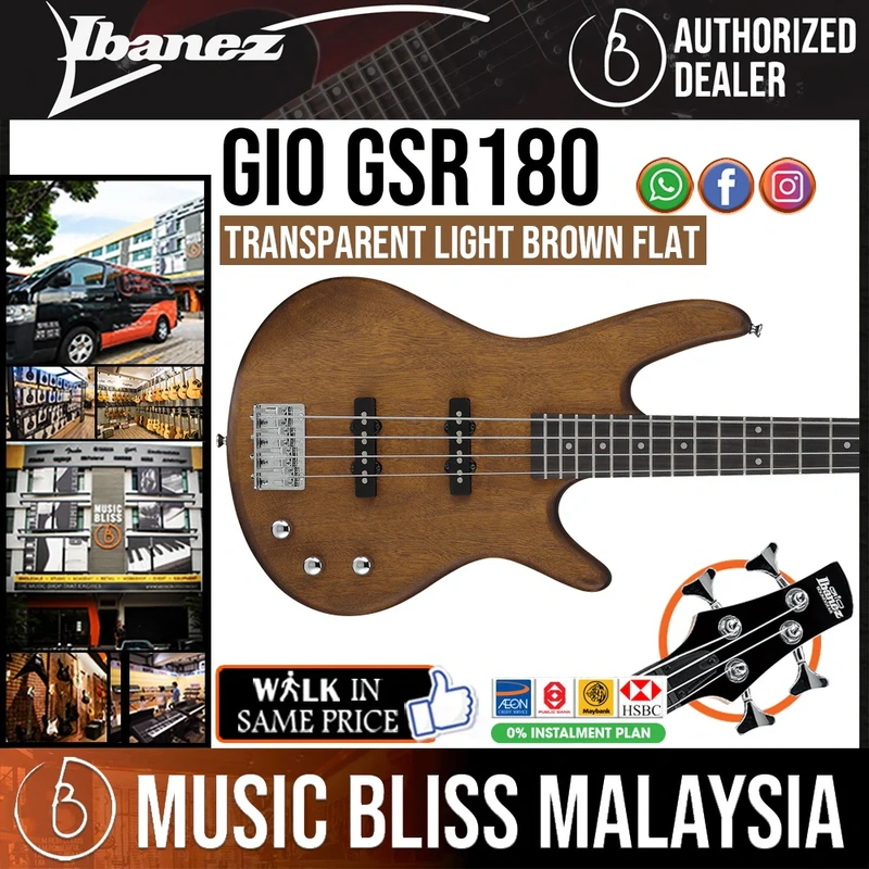 Ibanez Gio GSR180 Electric Bass Guitar - Transparent Light Brown Flat