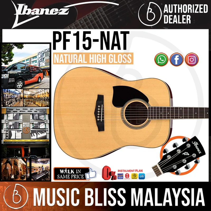 Ibanez PF15 Dreadnought Acoustic Guitar - Natural High Gloss