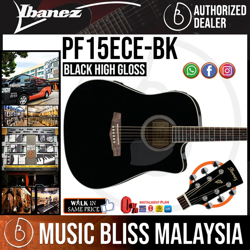 Ibanez PF15ECE Acoustic-Electric Guitar - Black High Gloss