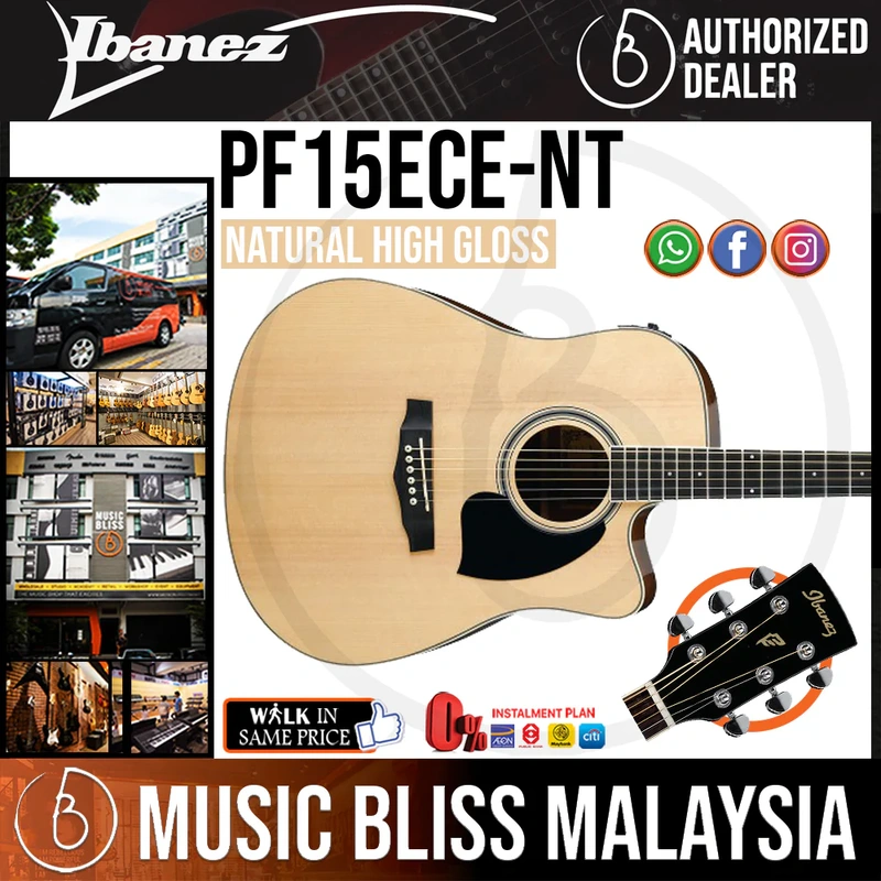 Ibanez PF15ECE Acoustic-Electric Guitar - Natural High Gloss