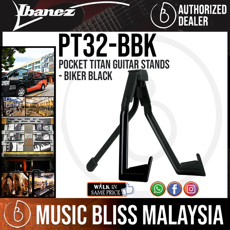 Ibanez PT32 Pocket Titan Stand for Electric Guitar/Bass - Biker's Black