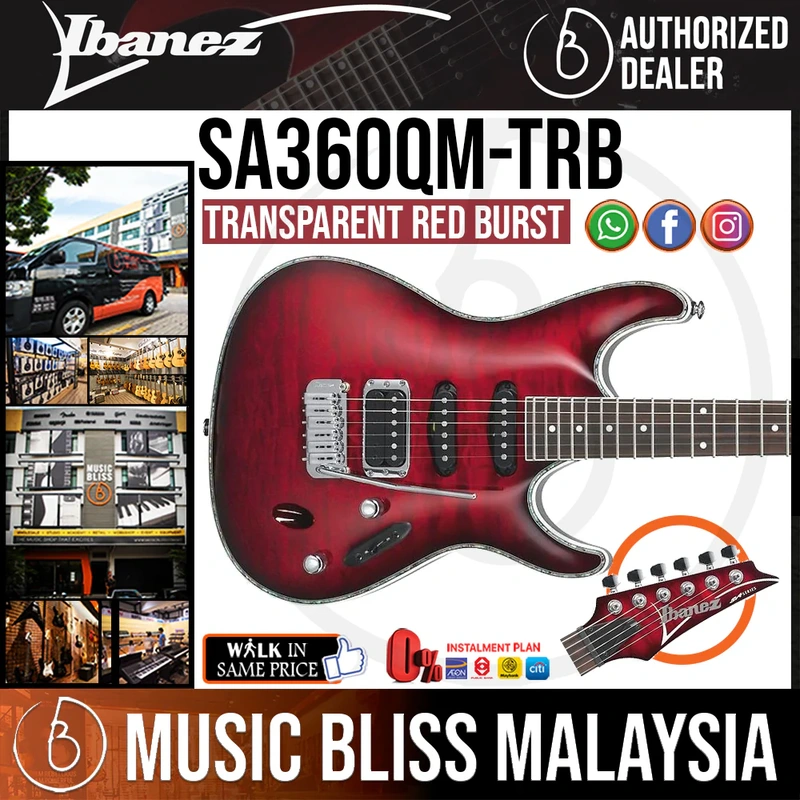 Ibanez SA360QM Electric Guitar - Transparent Red Burst
